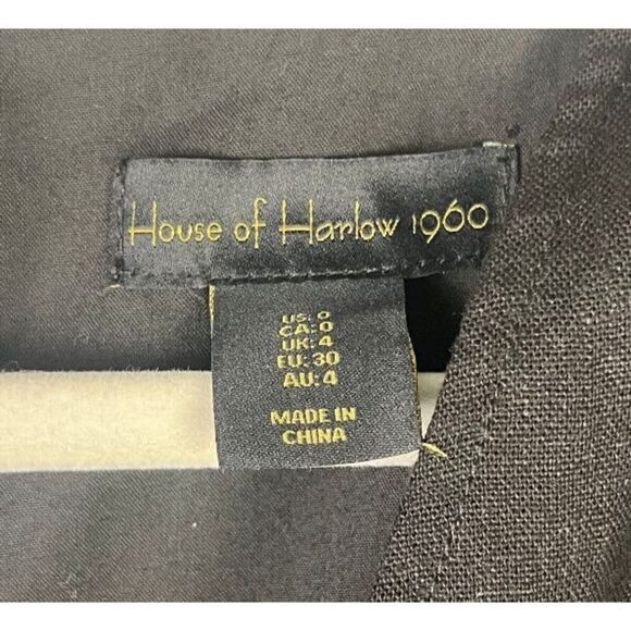 Revolve X House‎ of Harlow 1960 Black Puff Sleeve Peasant Dress Fit Flare US 0 - Picture 3 of 11